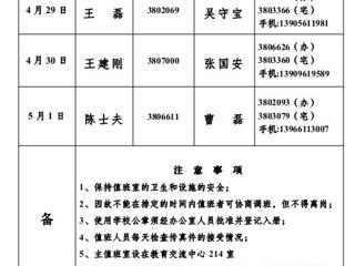 beat365在线唯一官网登录(相山校区)学校办公室2013年劳动节假期值班表