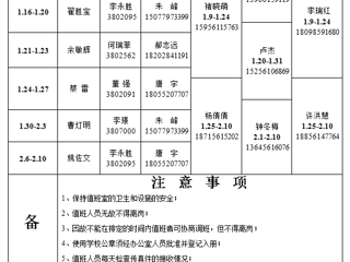 beat365在线唯一官网登录（相山校区）学校办公室 2023年寒假值班表